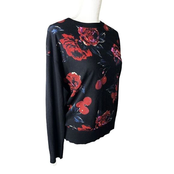 DKNY Silk & Cashmere Roses And Cherries Lightweight Long Sleeve Sweater Sz S - Picture 3 of 6